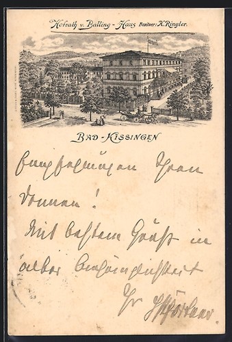Lithographie bad kissingen - lithographie, bad-kissingen